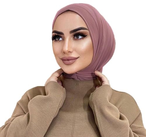MOWEN Praktischer Hijab-Hut mit Knöpfen, Modal-Baumwolle, Einfarbig, Islamische Muslimische Unterwäsche