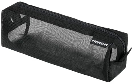 Deepton Transparente Federmäppchen, 19 cm Nylon Mäppchen für Mädchen Teenager, Klein Federtasche Stiftetasche Stiftemappe Pencil Case Schulmäppchen für Schule, Büro - Schwarz