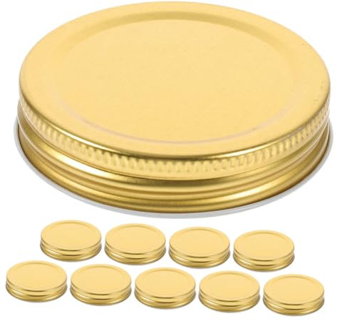 BRIGHTFUFU 10pcs Sealing Jar Lids Metal Wide Mouth Airtight Covers for Yogurt Honey Jars Value Pack