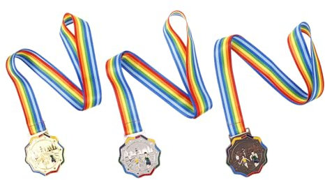 BCOATH 3stücke Auszeichnungsmedaillen Aus Zinklegierung Sporttreffen-preise Hängemedaillen Für Wettkampf-preismedaillen Metall-preismedaillen Partymedaillen Mit Schlüsselband