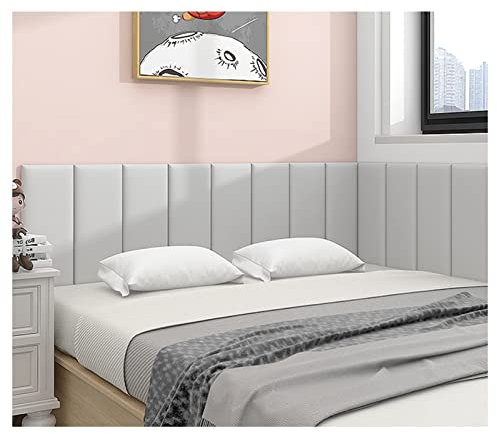 Abziehen und Aufkleben, 3D-gepolstertes Kopfteil, Anti-Kollisions-Wandaufkleber für Schlafzimmer, einfach zu montieren, selbstklebendes Schwammmaterial (Grau, 80 x 50 cm)