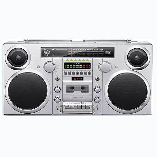 Reproductor de CD Retro, estéreo portátil con Casete, Bluetooth 5.0, Radio Am/FM, Ranuras SD: Disfrute de su música en Cualquier Lugar con Entrada Auxiliar, Conector para Auriculares y conversión US