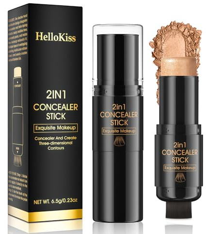 LAXISCREED Contorno Maquillaje Stick 2 en 1 con Brocha, Barra Iluminadora y Contorno, Resistente al Agua y de Larga Duración, para un Contouring Natural, Ideal para Todo Tipo de Piel (03, Talla única)