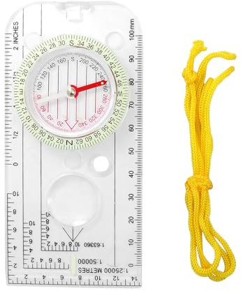 LUOFENG Kompasse Karte Maßstab Lineal Lupe Kunststoff Multifunktions Profi für Wandern Camping Outdoor Ausrüstung