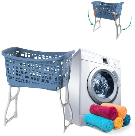 Wäschekorb mit Füßen Wäschewanne Wäschekorb mit Henkel und Beinen klappbarer Wäsche Korb groß Kunststoff Ständer 44 L