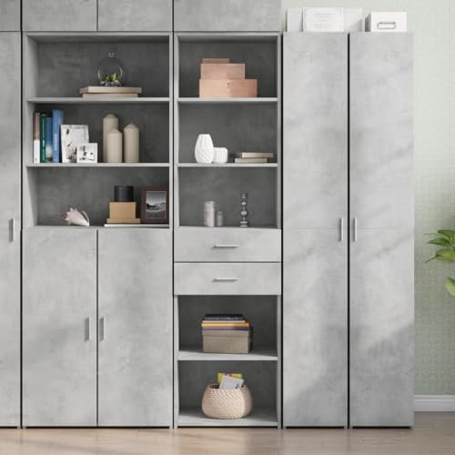 Xichuzi Highboard Betongrau 50x42,5x185 cm Holzwerkstoff, Kommode, Sideboard, Schuhkommode, Komodenschrank, Kleiderkommode, Küchenanrichte, Flurkommode, Esszimmerschrank - 3281458