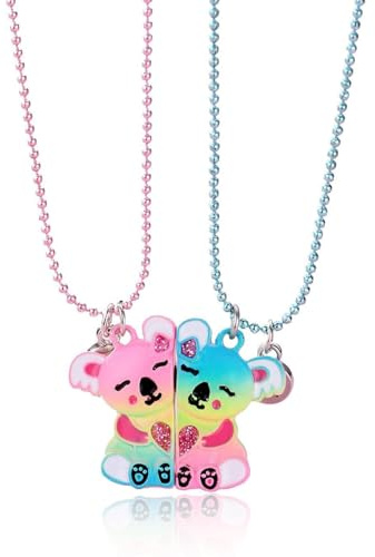 KGDUYC 2 Piezas Collares de la Amistad, Coloreado Collares de Mejores Amigas Collar Coala Cadena Plata Mujer para 2 Niña Bff Regalos Personalizados Accesorios de Amistad