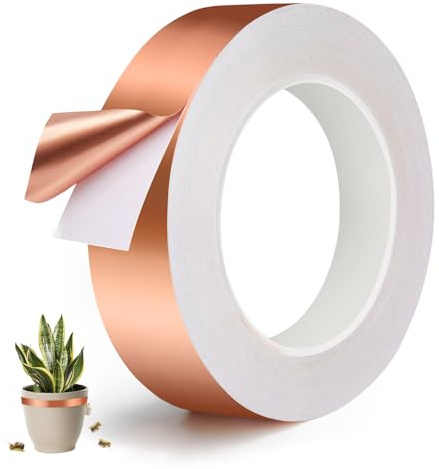 PITMT Kupferband Gegen Schnecken, 30mm x 20M Schneckenzaun Schneckenschutz für Hochbeet Pflanzen, Kupferband Selbstklebend Schneckenabwehr Schneckenband für Anti Schnecken und Elektronikreparatur