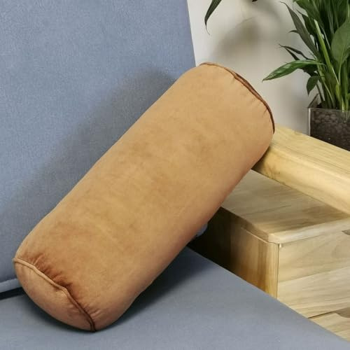 UWOBTN Rollenkissen 15X40/20X80 Nackenrolle Weichem Samt Zylindrisches Nackenrolle, mit Reißverschlus Bequemes Rohrkissen, Kissen für Kopf, Nacken, Rückenstütze, Reisekissen(A4,12x40cm/4.7x15in)
