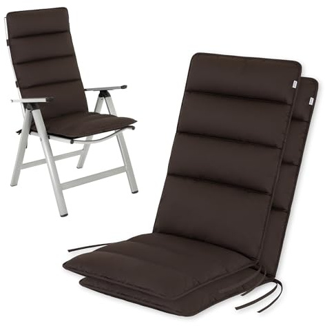 HAVE A SEAT Living - Hochlehner Auflagen | Flair (2er Set) - Gartenstuhlauflagen 120x48 cm - Bequem, Wetterfest, Waschbar bis 95° C - Made in Germany (2 Stück | 120x48 cm, Braun)