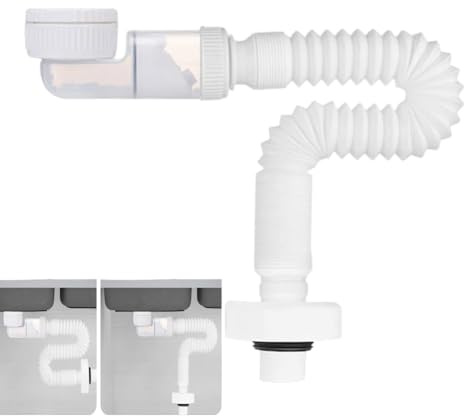 Gohytal Flexible Waste Pipe, 1 1/4 Bathroom Sink Plumbing Parts, Odour-Proof Sink Waste Trap, Replaceable Drain Down Hose, Extensable 320-780 mm Sink Waste Pipe (White)
