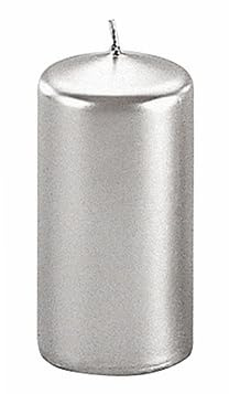 Candela cilindrica perlato argento, altezza 12 cm, diametro 6 cm, 20 ore di combustione (argento)