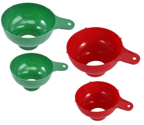 VALICLUD Embudos De Plástico De Boca Ancha Para Conservas y Mermeladas, Conjunto De 4 Piezas Verde y Rojo, Embudo Versátil De Transferencia Para Frascos De Cocina