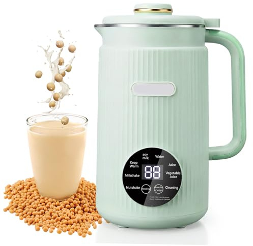Nut Milk Maker, 1200ML 8 in 1 Multifunctional Automatic Almond Milk Machine, Oat Milk Maker with Delay Start/Keep Warm/Self Clean/Boil Water for Homemade Plant Based Milk Almonds Oats Soybeans Green