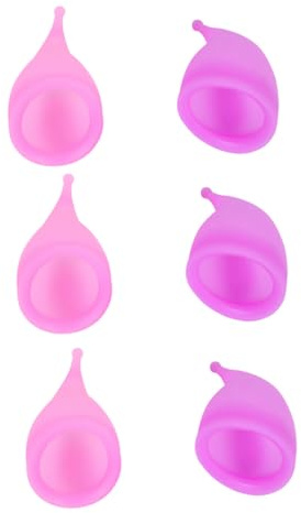 Anneome 6 Stück Teiliges Menstruationstassen aus Umweltfreundlichem Silikon Fassungsvermögen Auslaufsicher Flexibel und Komfortabel Inkl Großer Lila tassen Wiederverwendbar für Frauen und