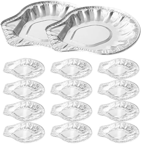 ANDRESLAD 100 Barquettes Jetables en Aluminium pour Fruits de Mer Format Petit Forme Coquille Barbecue et Four Plat Pratique pour Huîtres Coquilles Palourdes 100 Pièces