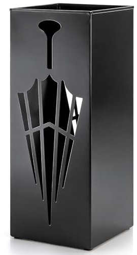 YIMITEE Square Metal Umbrella Stands, Umbrella Holder Rack for Entryway, Canes Walking Sticks Storage Bin Freestanding for Home Office Indoor Hotel Shop, 6.5 x 6.5 x 16.5, Black