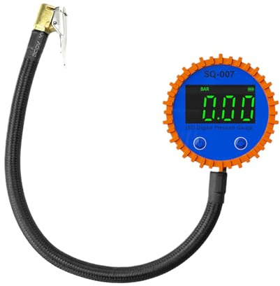 Manometro Digitale Per Pneumatici - Display LED Per Carichi Pesanti 0-255 PSI Con Tubo | Strumento Di Sgonfiaggio E 2 In 1 Per Auto, Camion, Motocicli | 4 Unità Switch Psi Bar Kg Cm² Kpa (1
