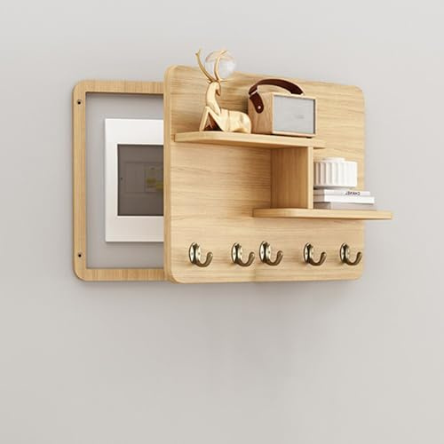 Cache Compteur Electrique Cache-boîte à Fusibles Décoratif Avec Crochet D'étagère, Cache-boîte à Fusibles Décoratif Pour Porte Ou Mur, Cache-boîte Fusibles Bois(Wood Right,40x30cm/15.7x11.8in)
