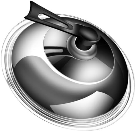 Edelstahl Topfdeckel Rund für Topf und Wok, Dicht und Sichtbar | Glas und Bakelit als Materialmix, Frische Aufbewahrung, Kreatives Design, Silber, Kochgeschirr Zubehör