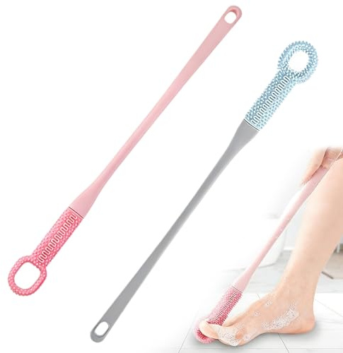 Cepillo Pies y Dedos Ducha, Cepillo Pies 3 en 1 Mango 15,7 Pulgadas, Exfoliante Silicona Suave para Pies Dedos, Ideal Ancianos & Mujeres Embarazadas(Mixer)