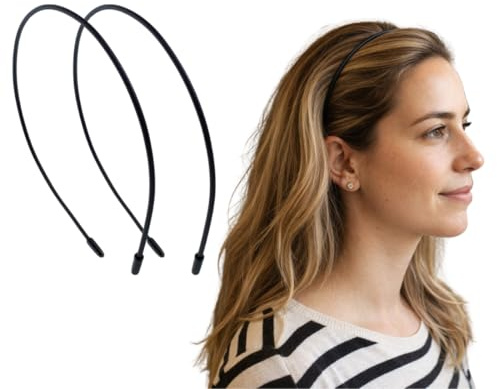 Righe e Pois Cerchietto Capelli Donna e Uomo Sottile in Silicone, Antiscivolo, Leggero e Confortevole, Uso Quotidiano, Sport e Lavoro – Set 2 Hairband (Nero)