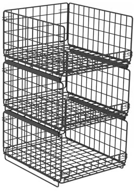 ShkitAelling 3 Stück Ausziehbar Schrank Organizer, Schubladeneinsatz Kleiderschrank, Stapelbarer & Zusammenklappbarer Metallregal, Schrankkorb für Garderobe, Küche, Wohnzimmer, Waschküche
