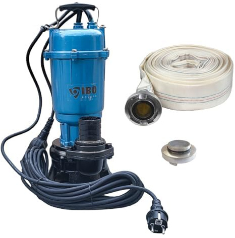 Dambat!! Professionell Fackpump dränkbar pump avloppsvattenpump 550 watt typ MAGNUM2900 + 20 m 2 C-slang med fritt flöde för rester upp till 30 mm. Flöde 18 000 l/h = 300 l/min.