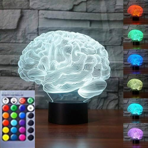 Jinson well 3D das menschliche gehirn Lampe optische Illusion Nachtlicht, 16 Farbwechsel Tisch Schreibtisch Dekoration Lampen USB Kabel kreatives Spielzeug