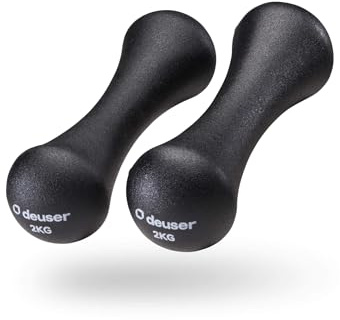 Deuser NEOPREN KURZHANTELN 2er Set | Hervorragende Griffigkeit und Rutschfestigkeit | Stabiles und langlebiges Hanteln Set dank Gusseisenkern | Mini Hanteln | Dumbbell Set