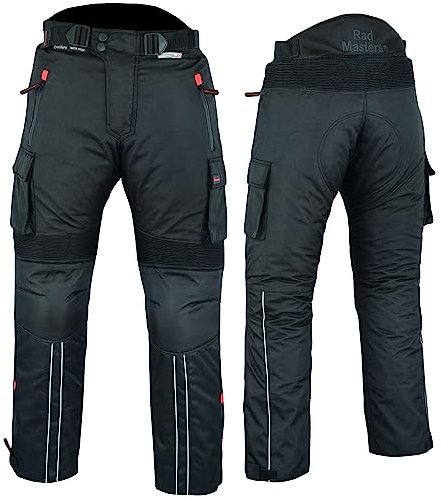 BULLDT Motorradhose Herren mit Protektoren Textil Cargohose Cargo Taschen Hose Kombigeeignet Herausnehmbar waschbar Innenfutter Schwarz - 3XL