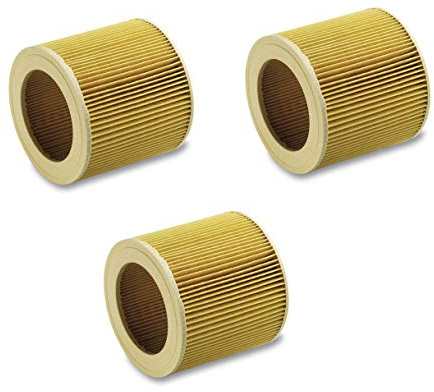 Filter-Set für Kärcher Nass-/Trockensauger mir original Kärcher Patronenfilter (6.414-552.0) inkl. Verschlussschraube(3x Patronenfilter)