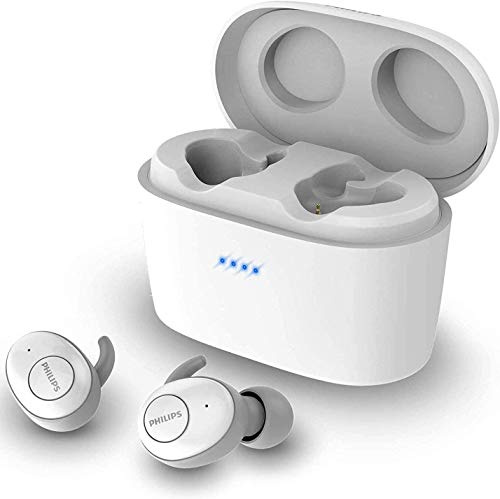 Philips Audio SHB2515WT/10, Auricolari Bluetooth con Microfono Integrato, Lunga Durata della Batteria, Cancellazione del Rumore, 3 Tipi di Cuffie, Taglia Unica , Bianco