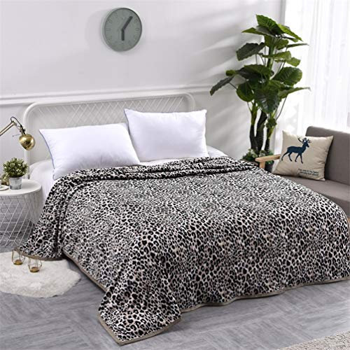 Flanell Bett Decke Fleece Tagesdecke,Weiche Mikrofaserdecke,Warme Plüschdecken,3D-Druck werfen,Sofadecke,Autoteppich,Camping Decke (Schwarzer Leopard, 79x87 inch)