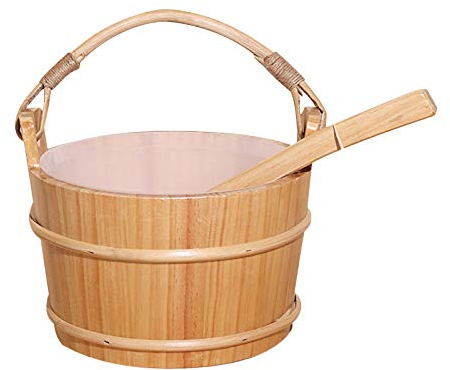 SDENSHI 4L Sauna Eimer Aus Massivem Kiefernholz Und Dämpfen mit Schöpflöffel Und Liner Sauna