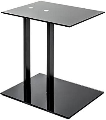 HAKU Beistelltisch schwarz Metall Couchtisch Sicherheitsglas 8 mm - Maße: B 45 x H 50 x T 35 cm Style: Modern