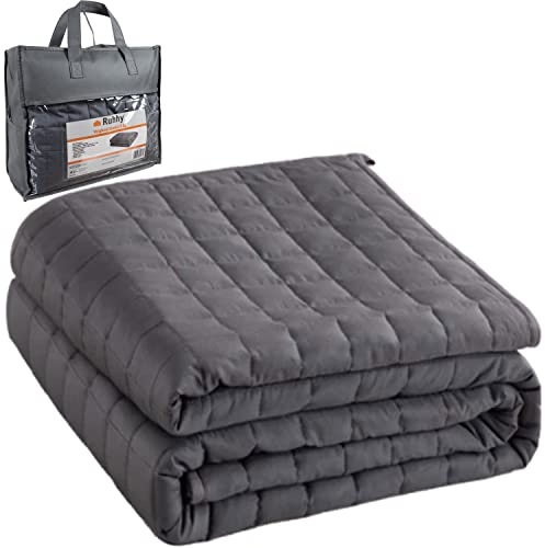 Ruhhy Coperta pesante, 150 x 200 cm, 6,4 kg, in cotone e perle di vetro, calmante coperta terapeutica contro insonnia, stress e ansia, per adulti e ragazzi