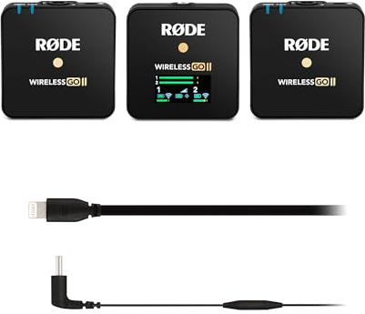 RØDE Wireless GO II Ultrakompaktes drahtloses Zweikanal-Mikrofonsystem + SC15 USB-C-Lichtkabel (300 mm - iOS-kompatibel) für Filmaufnahmen, Interviews und die Erstellung von Inhalten