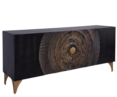 Riess Ambiente Handgearbeitetes Sideboard GOLDEN Sunset - 180cm - schwarz Gold Mangoholz