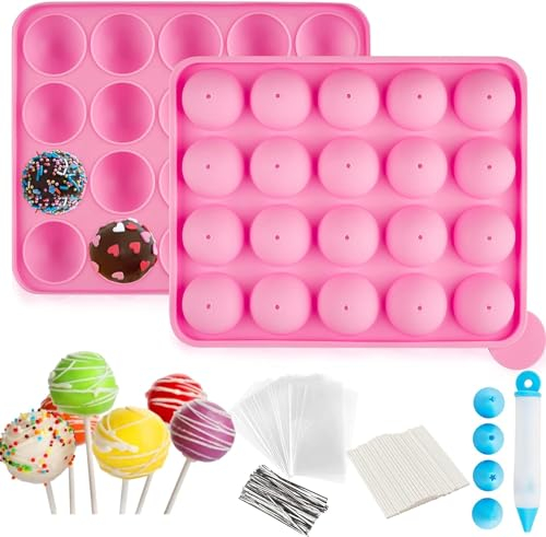 Juego de 262 moldes para tartas con 20 cavidades de silicona, palitos para cake pop, envoltorios para cake pop, sliver Twist Ties