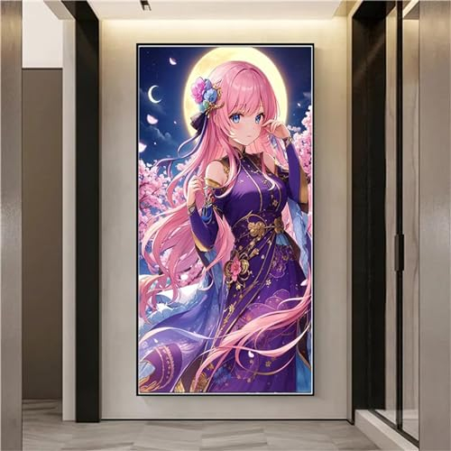 WEEPEF Anime Mädchen Diamond Painting, 5D Diamant Painting Bilder Voll Set mit Diamond Painting Zubehor, GroB Diamant Malerei Gem Crystal Art Basteln Deko Erwachsene Mädchen Geschenke 50x25cm W-1860