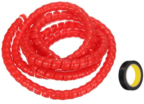 QUARKZMAN Spiral-Kabelschlauch 9,8ft 20mm Kabelmanagement-Hülle PP-Isolierung Kabelorganisator für Computerkabel Stromkabel Gasrohr Rot mit Klebeband