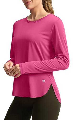 Women's Sun Shirts UPF 50+ Long Sleeve UV Protection Shirt Lightweight Quick Dry Workout Hiking Tops for Women(Granita Pink,M)