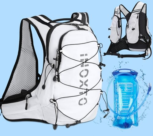 DeeprBling 12L Trinkrucksack mit 2L Trinkblase, Ultraleicht Fahrradrucksack Herren, Skirucksack Damen, Kleiner Wanderrucksack Sportrucksack zum Skifahren, Fahrradfahren, Laufrucksack Wasserdicht