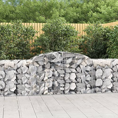 Chaduof Gabione mit Hochbogen, Gabionenkörbe, Gabionen Hochbeet, Steinkorb, Gabionengitter, Drahtkorb Für Pflanzen, Kräuterspirale Für Garten, 300x50x80/100 cm Verzinktes Eisen