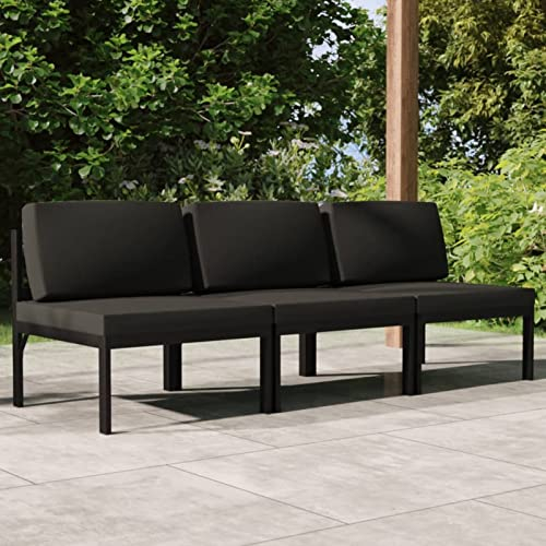 Homgoday Gartensofa 3-Sitzer mit Kissen Gartenmöbel Lounge Sofa Terrassensofa Sitzgruppe Ecksofa Sitzbank Gartenbank Balkonmöbel Gartenset Terrassenmöbel Aluminium Anthrazit