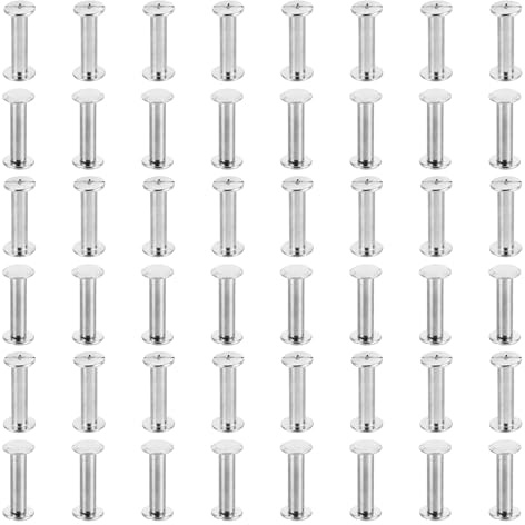 PATIKIL M5x20mm Chicago-Schrauben, 50 Sets Chicago-Schrauben Phillips-Bindungsschrauben Bolzen Leder-Nieten Messing-Befestigungselemente Verbindungsstücke Stahl, silberfarben