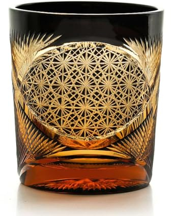 AXIKALB Whisky Vino Bicchiere Fatto A Mano Crisantemo Drinkware Patterned Giapponese Ambra Intagliata Per Partito Domestico