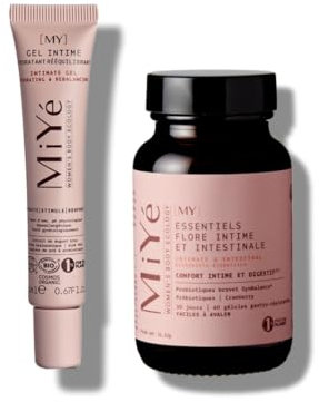 MiYé | Pack probiotiques flore intime et intestinale + Gel intime hydratant avec aloe vera, acide hyaluronique | Hydrate & rééquilibre le pH physiologique et la flore intime