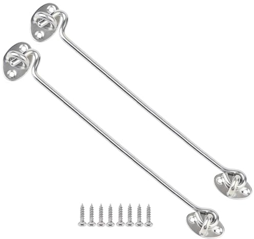 Litensh 2PCS Sturmhaken Edelstahl, Kabinenhaken und Ösenriegel, Schrankriegel, Scheunentürhakenschloss, Tortürhaken und Ösenriegel, Tuerhaken Riegel Tuerriegel Kabinenhaken (12 Inch)